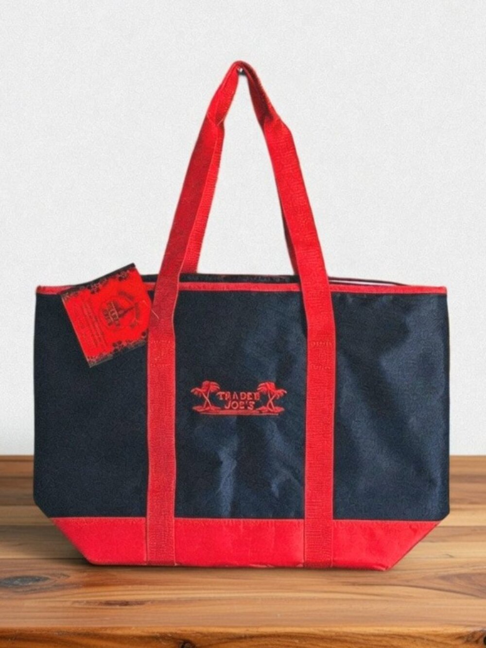 ❤️  Trader Joe’s large Black/Red Insulated Tote & TJ's Zippered Mini Bag
